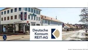 Die Deutsche Konsum REIT-AG, Broderstorf, ist ein börsennotiertes Immobilienunternehmen mit Fokus auf deutsche Einzelhandelsimmobilien für Waren des täglichen Bedarfs an etablierten Mikrostandorten.