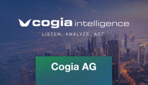 Cogia AG ist ein Anbieter von KI-basierten und patentierten semantischen Lösungen im Bereich "Big Data Analytics" sowie von Medien-Monitoring-Technologie.