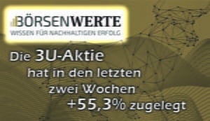 Die 3U-Aktie hat in den letzten zwei Wochen +55,3% zugelegt. Der Grund: am Wochenende wurde der Verkauf der weclapp SE für eine Equity-Bewertung des gesamten Unternehmens von 227 Mio. Euro bekannt gegeben