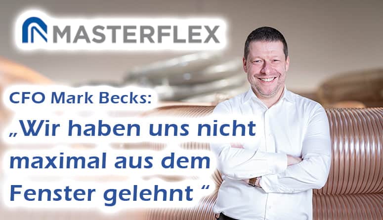 Masterflex setzt auch nach 9 Monaten im laufenden Jahr die erfolgreiche Geschäftsentwicklung im laufenden Jahr fort. 