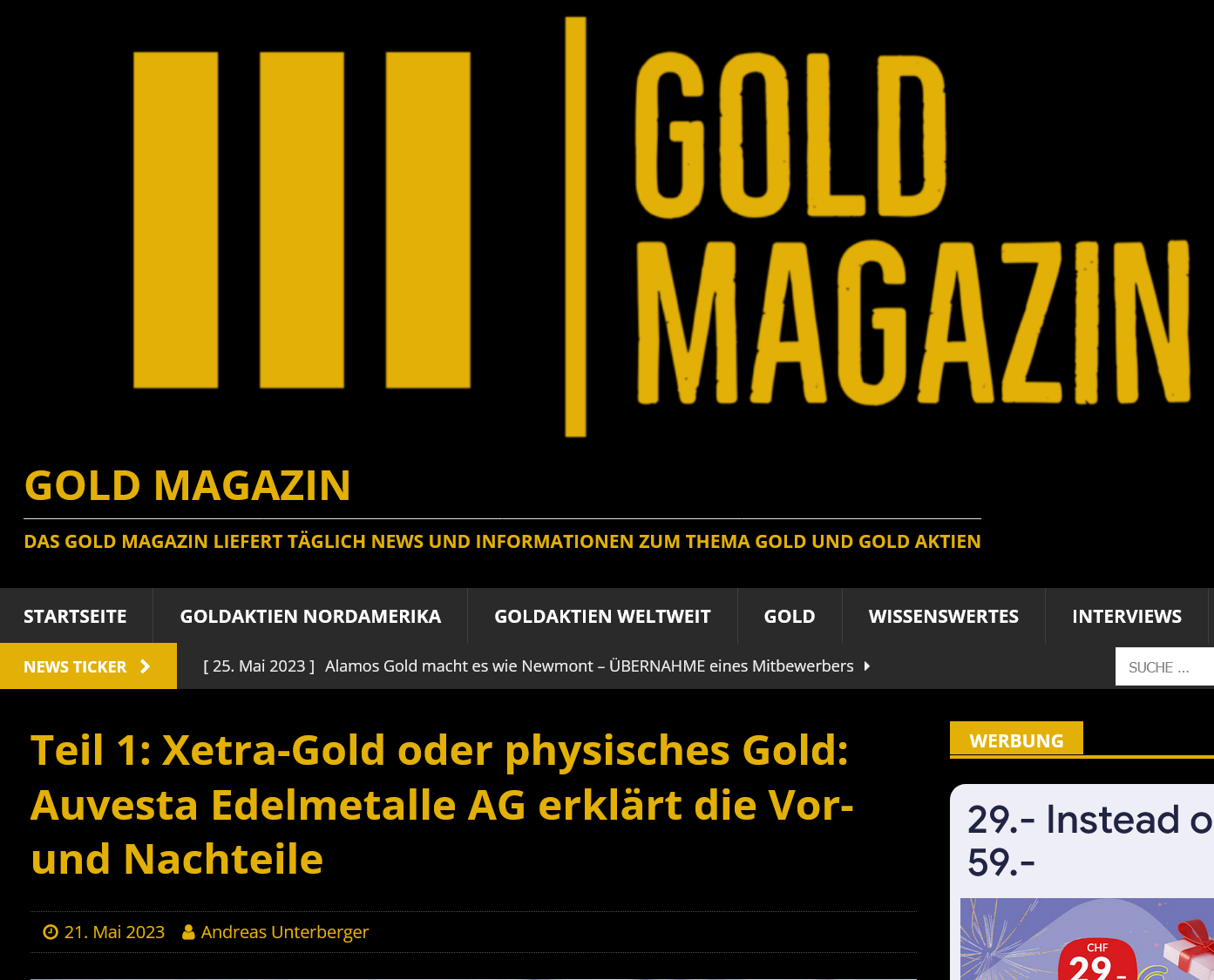 www.gold-magazin.com Auvesta XETRA Gold Barren Barrick Gold