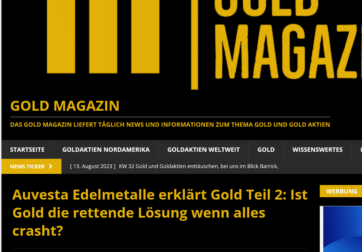 Auvesta Goldmagazin 